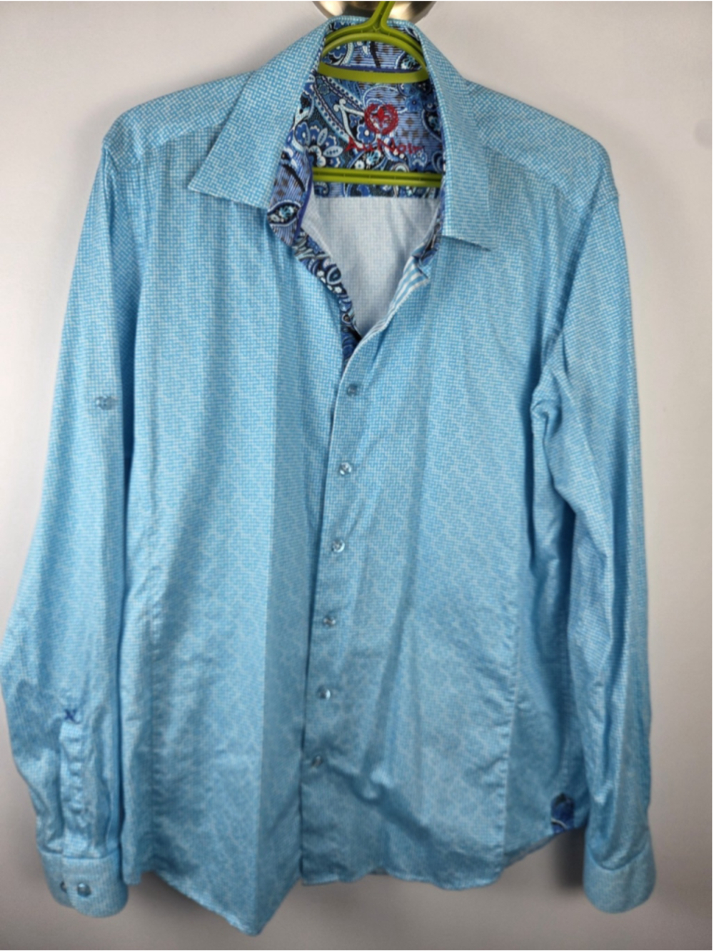 Au Noir Light Blue Men's Casual Button-Down Shirt Long Sleeves Size 4